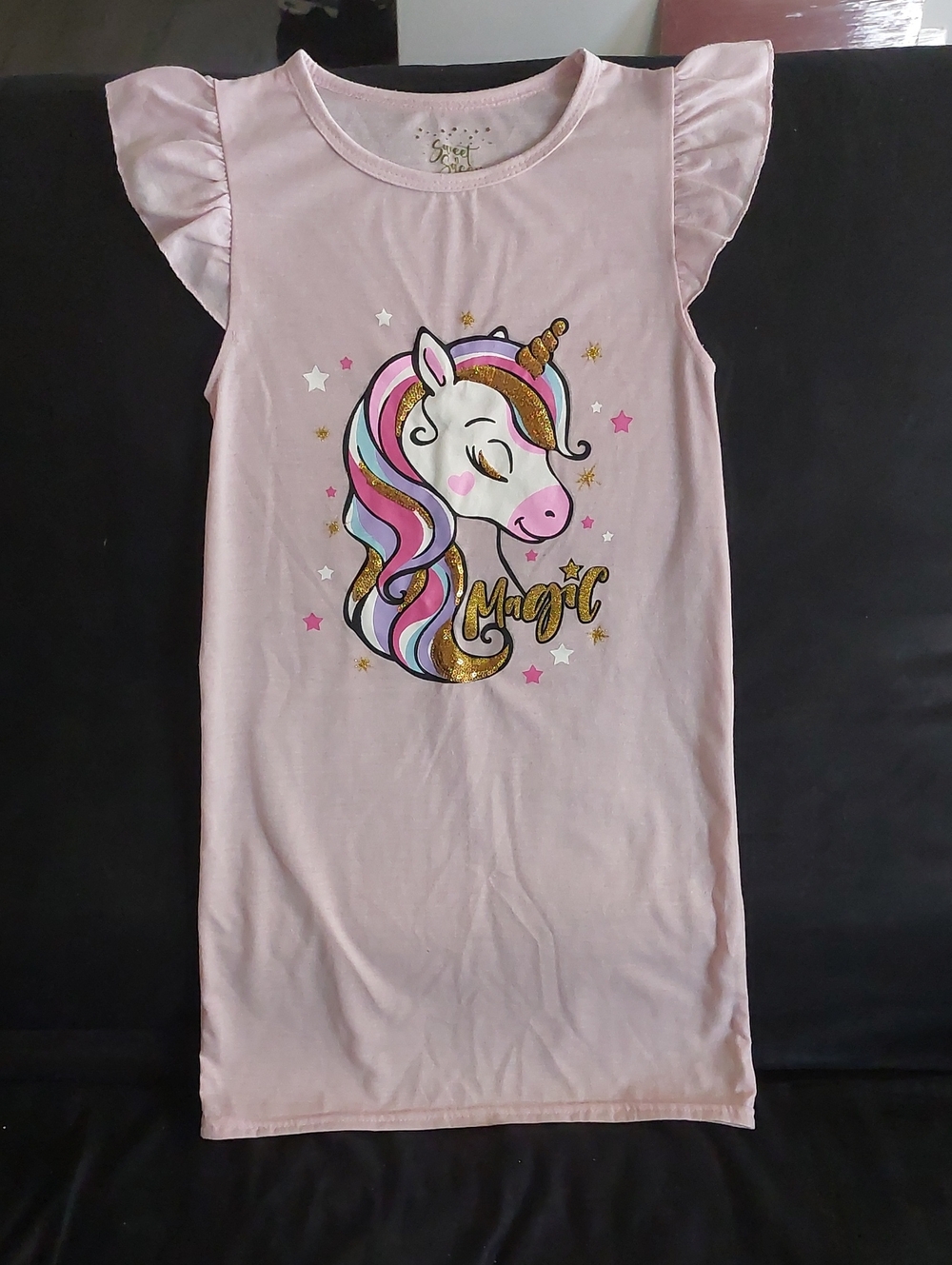 Sweet Sassy Girls' Pink Nightgown with Gold Accents